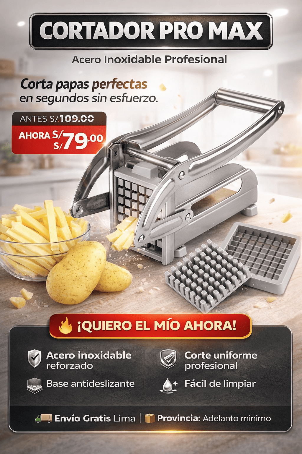 Cortador Pro Max Acero Inoxidable